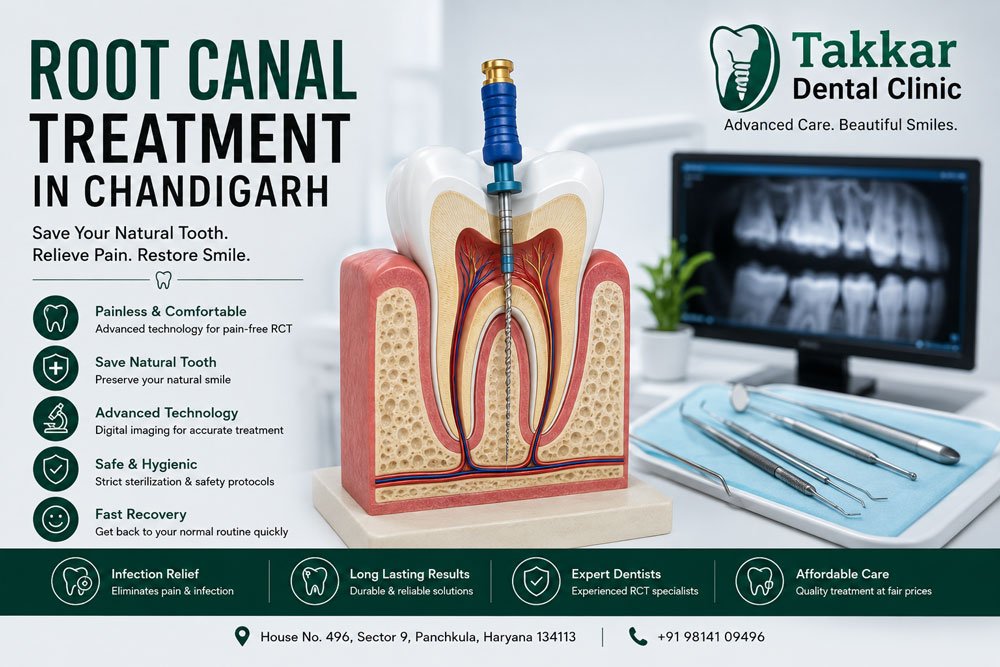 Root Canal Treatment in Chandigarh at Takkar Dental Clinic using advanced painless RCT technology
