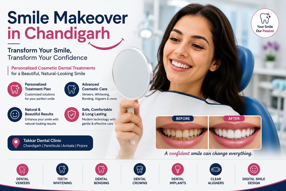 Smile Makeover in Chandigarh for advanced cosmetic dental treatment and smile enhancement