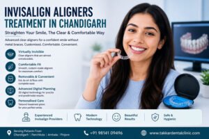 Patient receiving Invisalign Aligners Treatment in Chandigarh using advanced clear aligners for comfortable teeth straightening